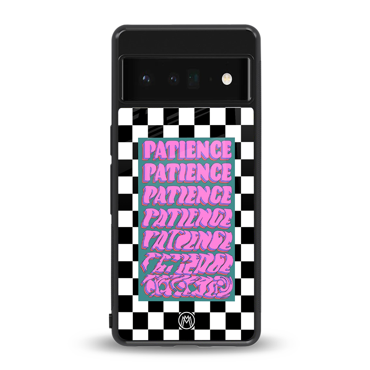 patience checkered back phone cover | glass case for google pixel 6 pro