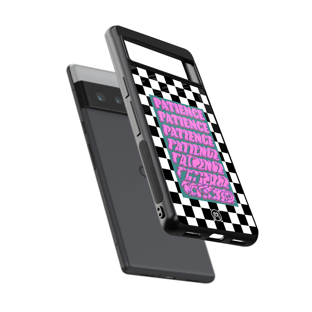 patience checkered back phone cover | glass case for google pixel 6 pro
