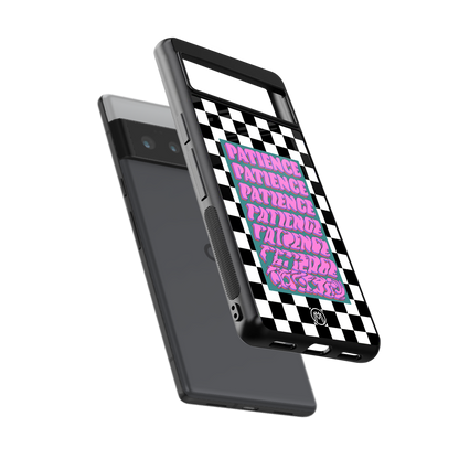 patience checkered back phone cover | glass case for google pixel 6 pro