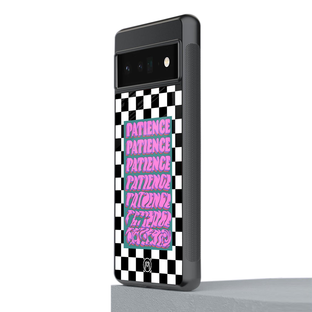 patience checkered back phone cover | glass case for google pixel 6 pro
