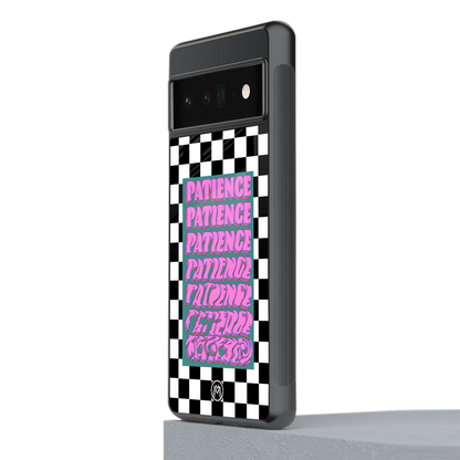 patience checkered back phone cover | glass case for google pixel 6 pro