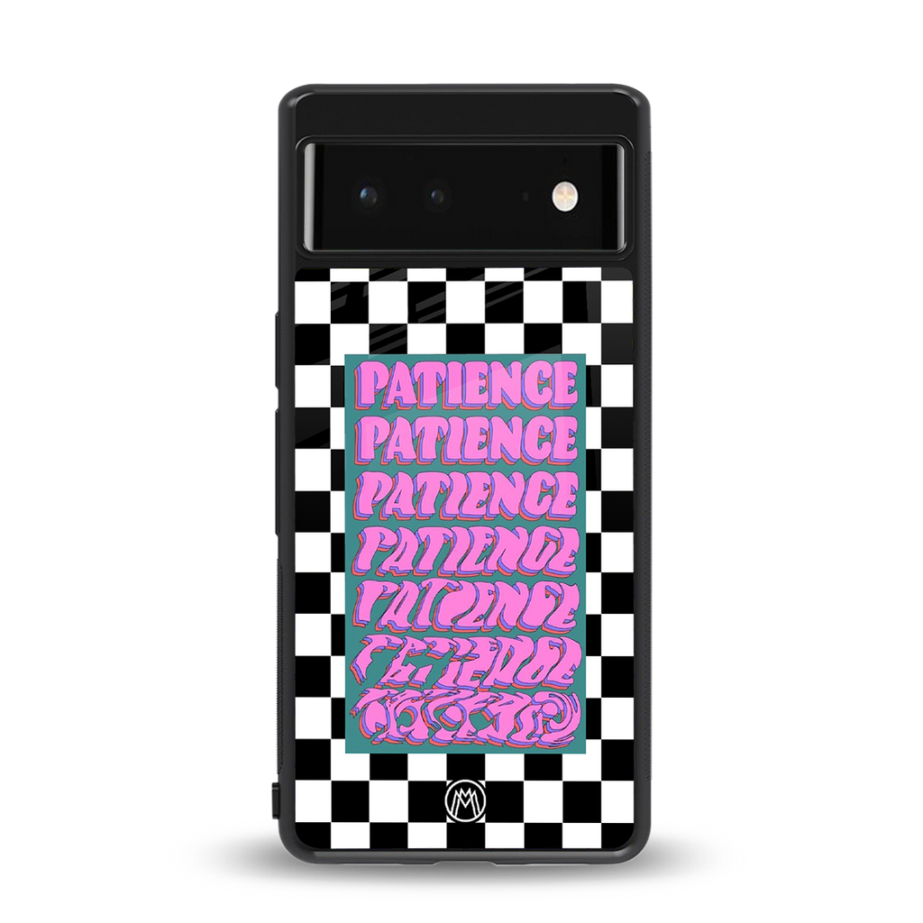 patience checkered back phone cover | glass case for google pixel 6