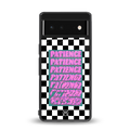 patience checkered back phone cover | glass case for Google Pixel 6A