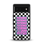 patience checkered back phone cover | glass case for Google Pixel 6A