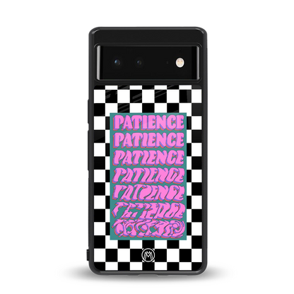 patience checkered back phone cover | glass case for Google Pixel 6A