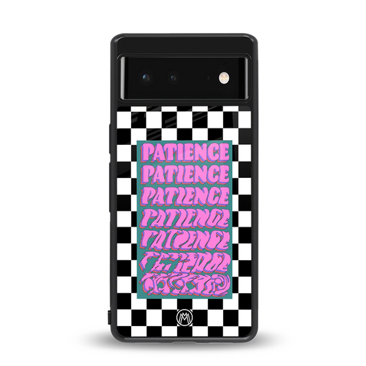 patience checkered back phone cover | glass case for Google Pixel 6A