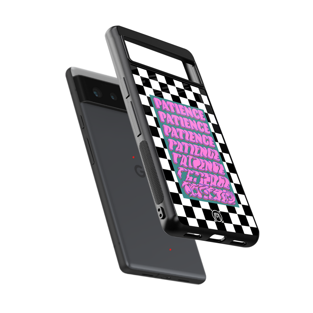 patience checkered back phone cover | glass case for google pixel 6
