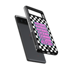 patience checkered back phone cover | glass case for Google Pixel 6A