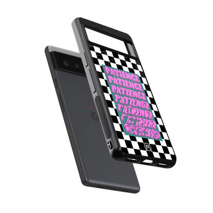 patience checkered back phone cover | glass case for Google Pixel 6A