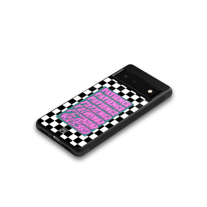 patience checkered back phone cover | glass case for Google Pixel 6A