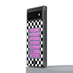 patience checkered back phone cover | glass case for google pixel 6