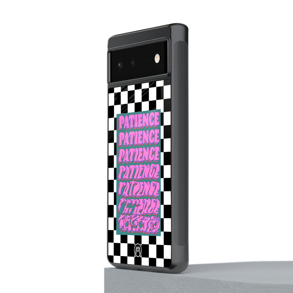 patience checkered back phone cover | glass case for Google Pixel 6A