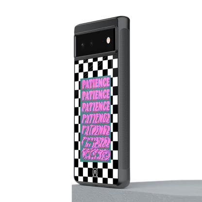 patience checkered back phone cover | glass case for Google Pixel 6A