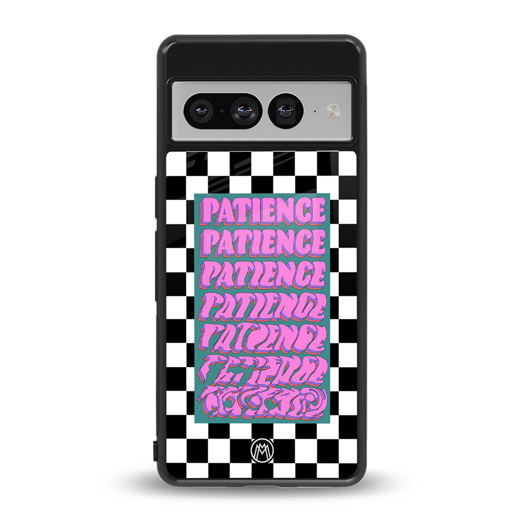 patience checkered back phone cover | glass case for google pixel 7 pro