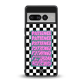 patience checkered back phone cover | glass case for google pixel 7 pro