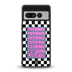patience checkered back phone cover | glass case for google pixel 7 pro