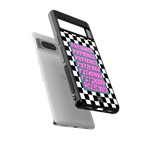 patience checkered back phone cover | glass case for google pixel 7 pro