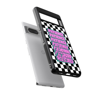 patience checkered back phone cover | glass case for google pixel 7 pro