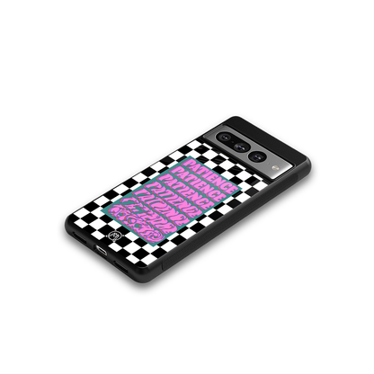 patience checkered back phone cover | glass case for google pixel 7 pro