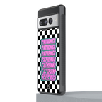 patience checkered back phone cover | glass case for google pixel 7 pro