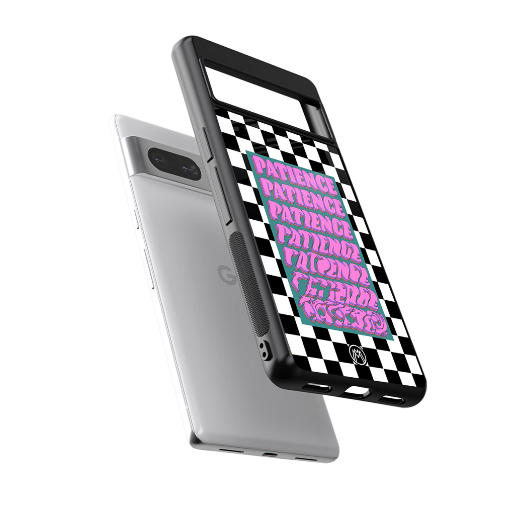patience checkered back phone cover | glass case for Google Pixel 7