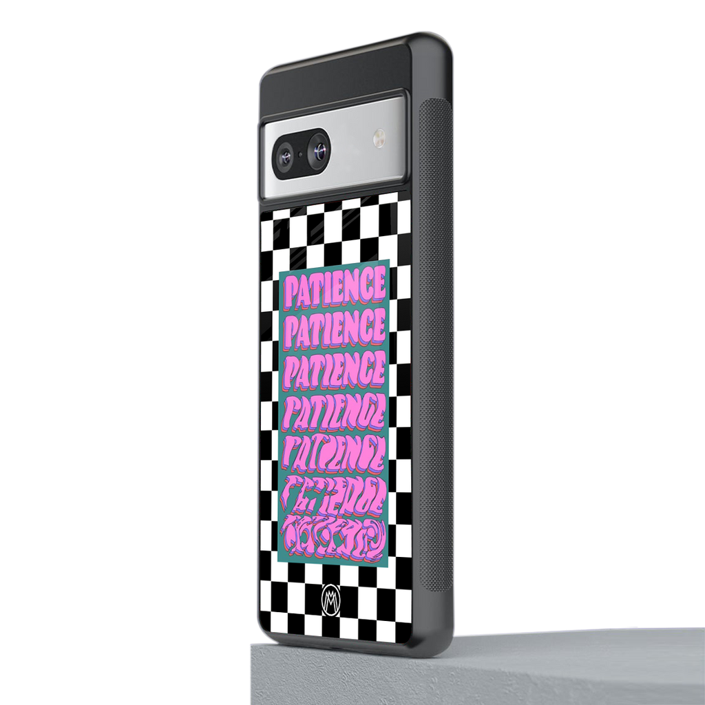 patience checkered back phone cover | glass case for Google Pixel 7