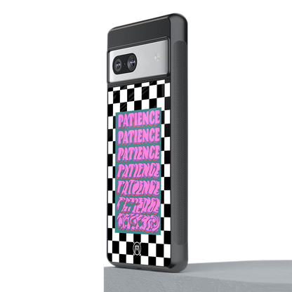patience checkered back phone cover | glass case for Google Pixel 7A