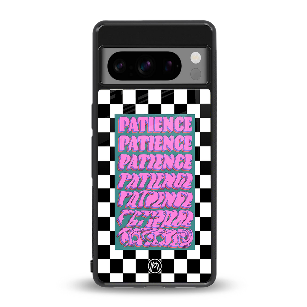 patience checkered back phone cover | glass case for google pixel 8 pro