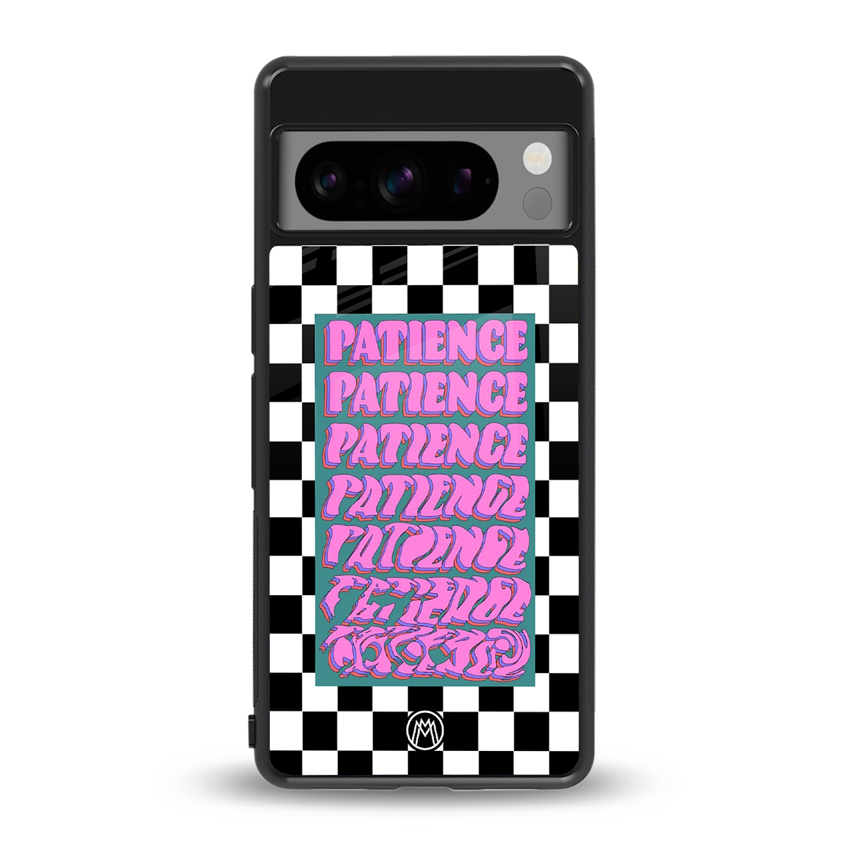 patience checkered back phone cover | glass case for google pixel 8 pro