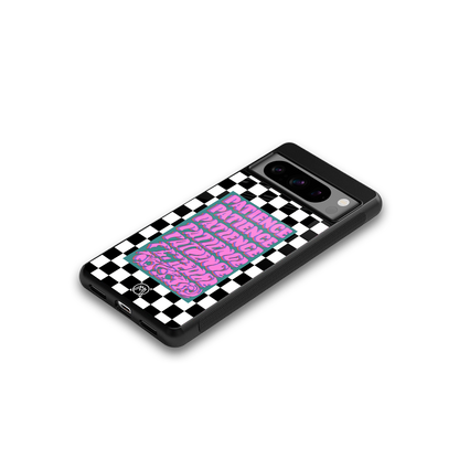 patience checkered back phone cover | glass case for google pixel 8 pro