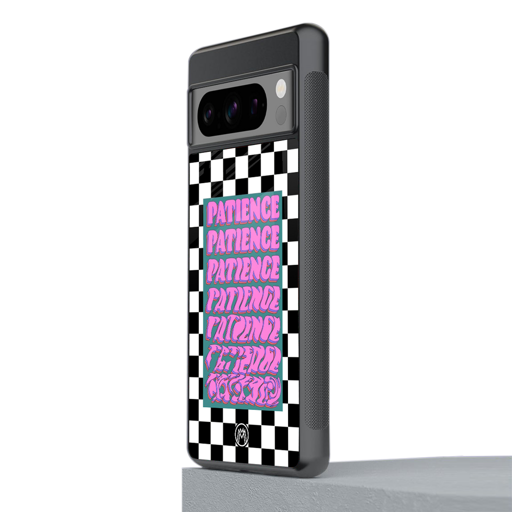 patience checkered back phone cover | glass case for google pixel 8 pro