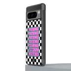 patience checkered back phone cover | glass case for google pixel 8 pro