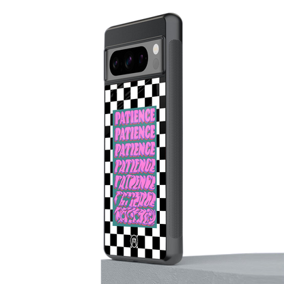 patience checkered back phone cover | glass case for google pixel 8 pro