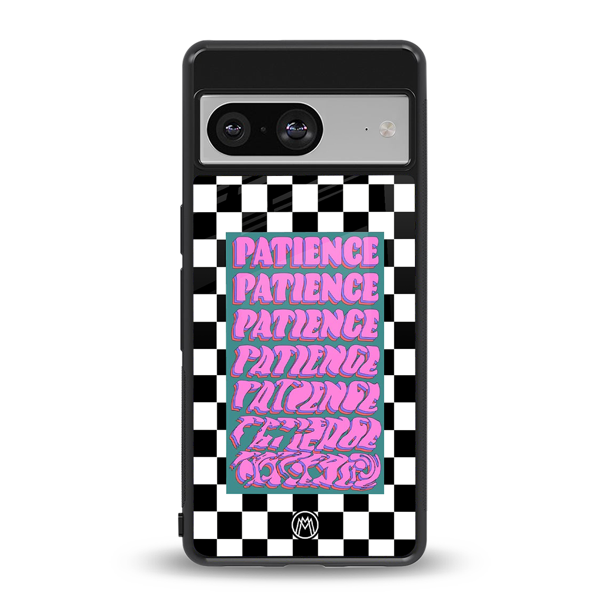 patience checkered back phone cover | glass case for Google Pixel 8