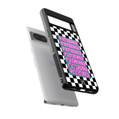 patience checkered back phone cover | glass case for Google Pixel 8