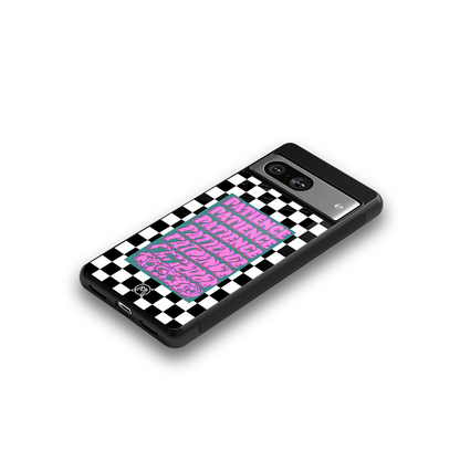 patience checkered back phone cover | glass case for Google Pixel 8
