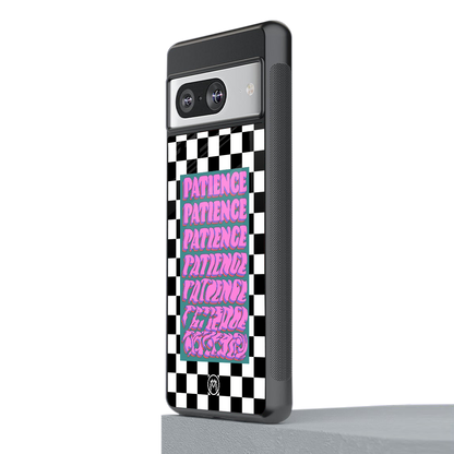 patience checkered back phone cover | glass case for Google Pixel 8