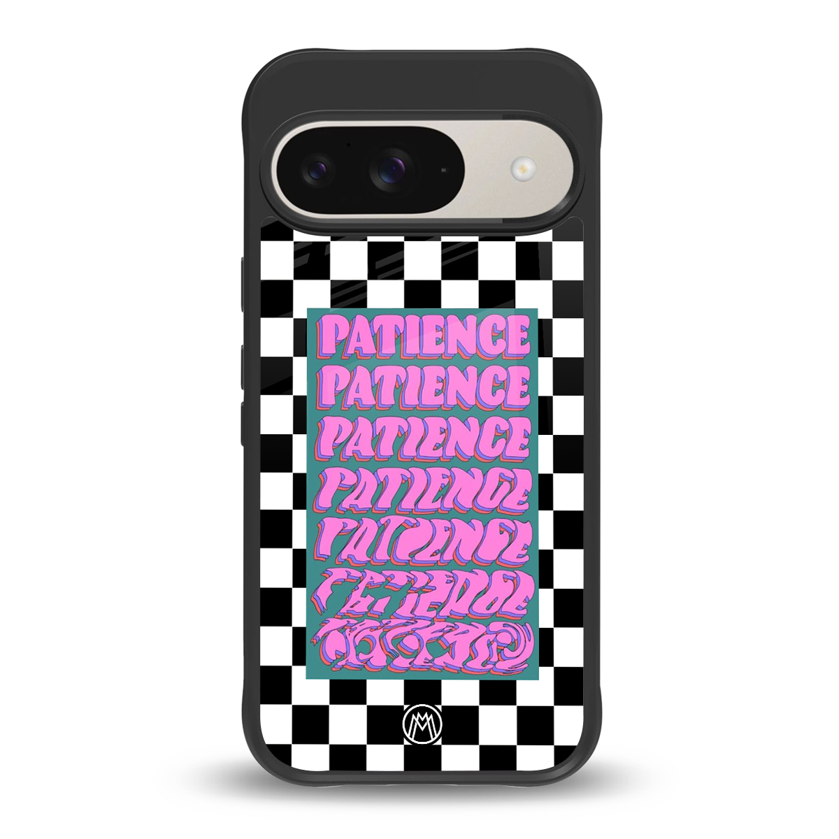 patience checkered back phone cover | glass case for google pixel 9