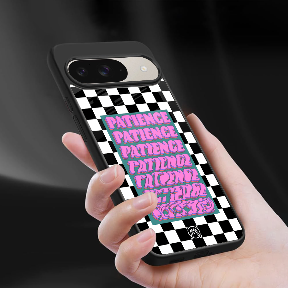 patience checkered back phone cover | glass case for google pixel 9