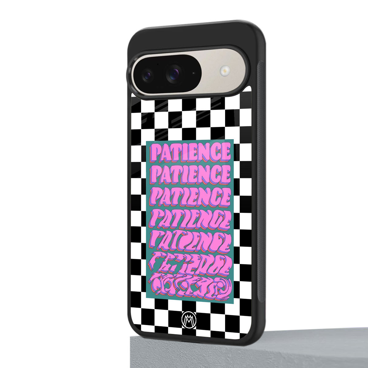 patience checkered back phone cover | glass case for google pixel 9