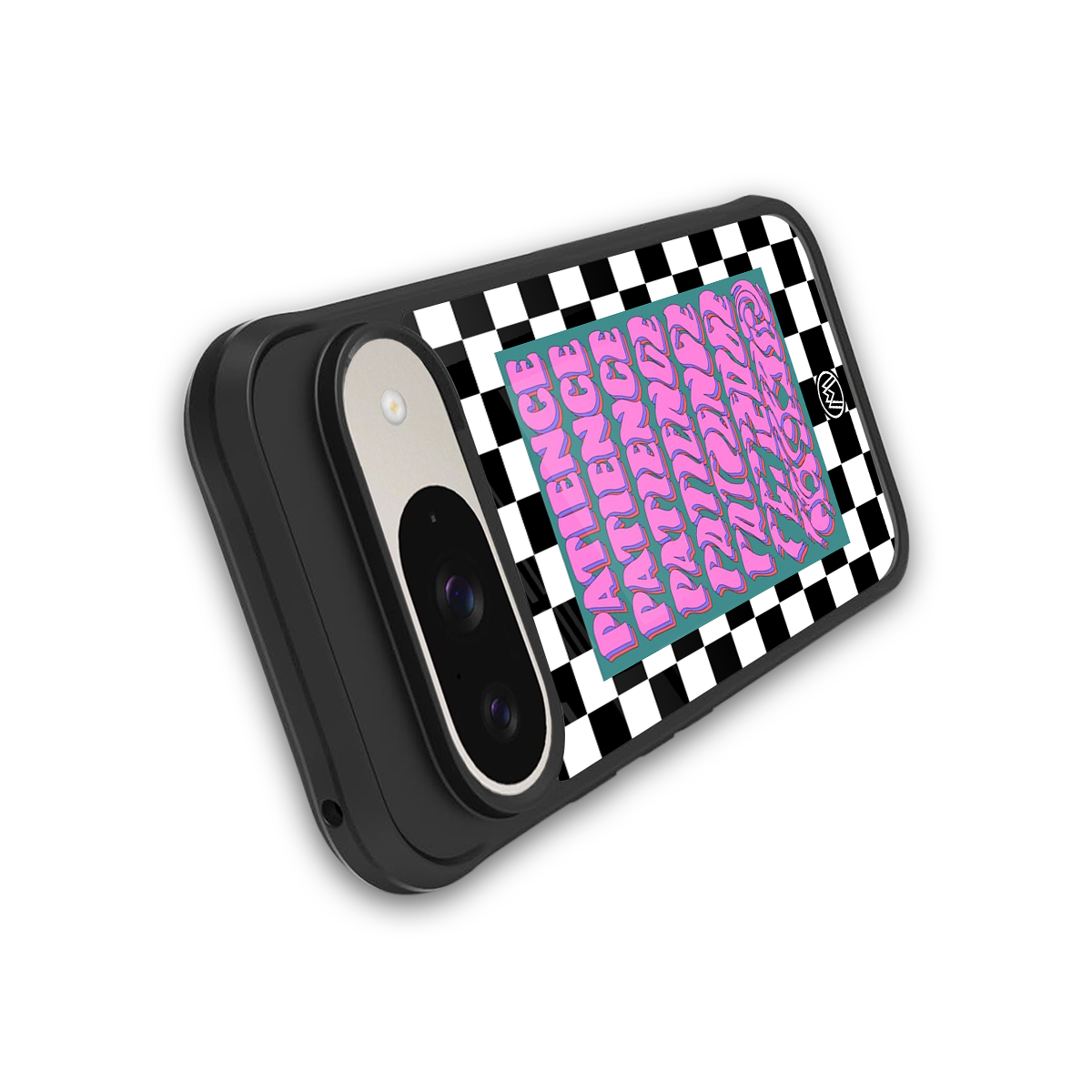 patience checkered back phone cover | glass case for google pixel 9