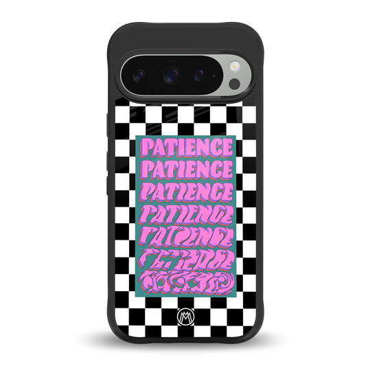 patience checkered back phone cover | glass case for google pixel 9 pro xl