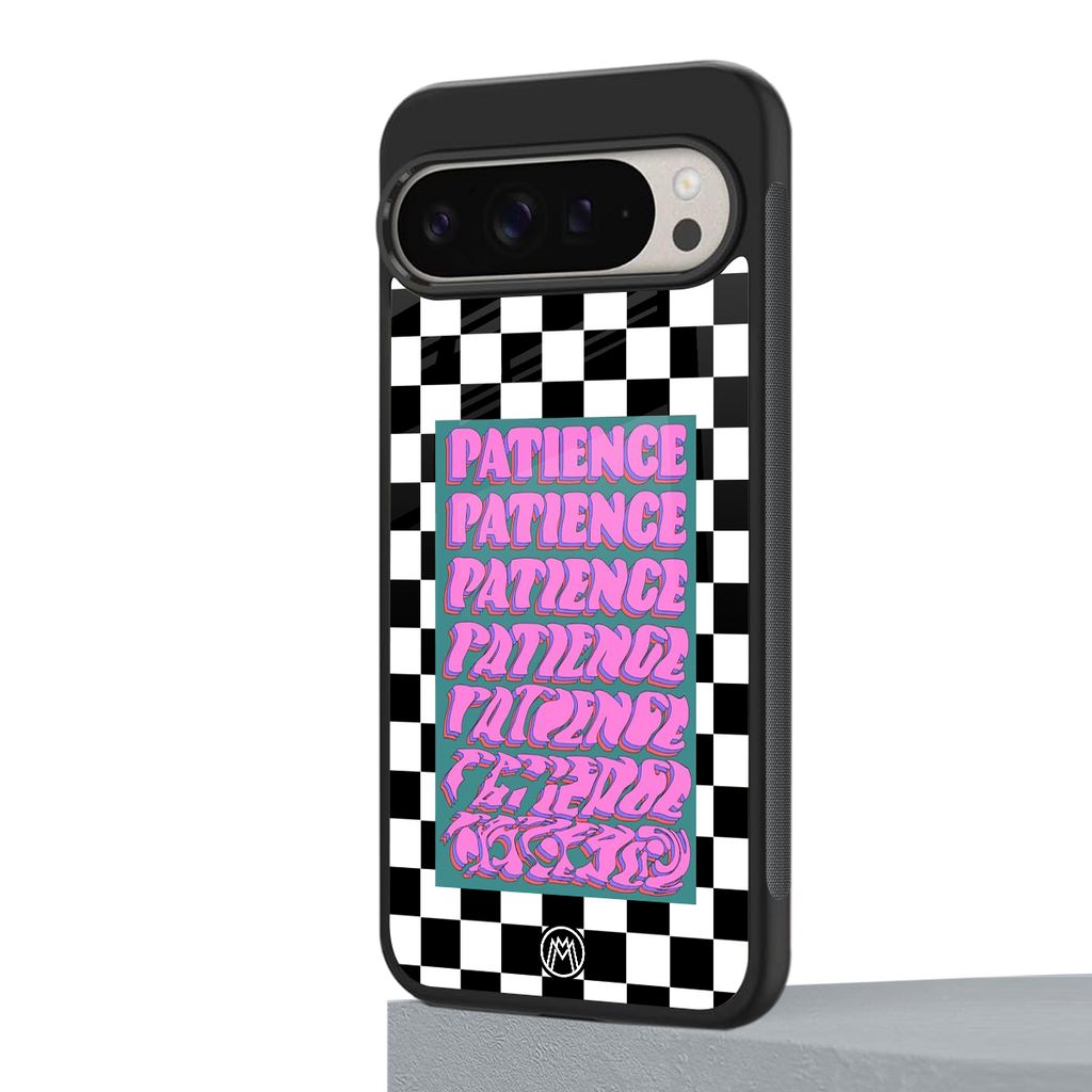 patience checkered back phone cover | glass case for google pixel 9 pro xl