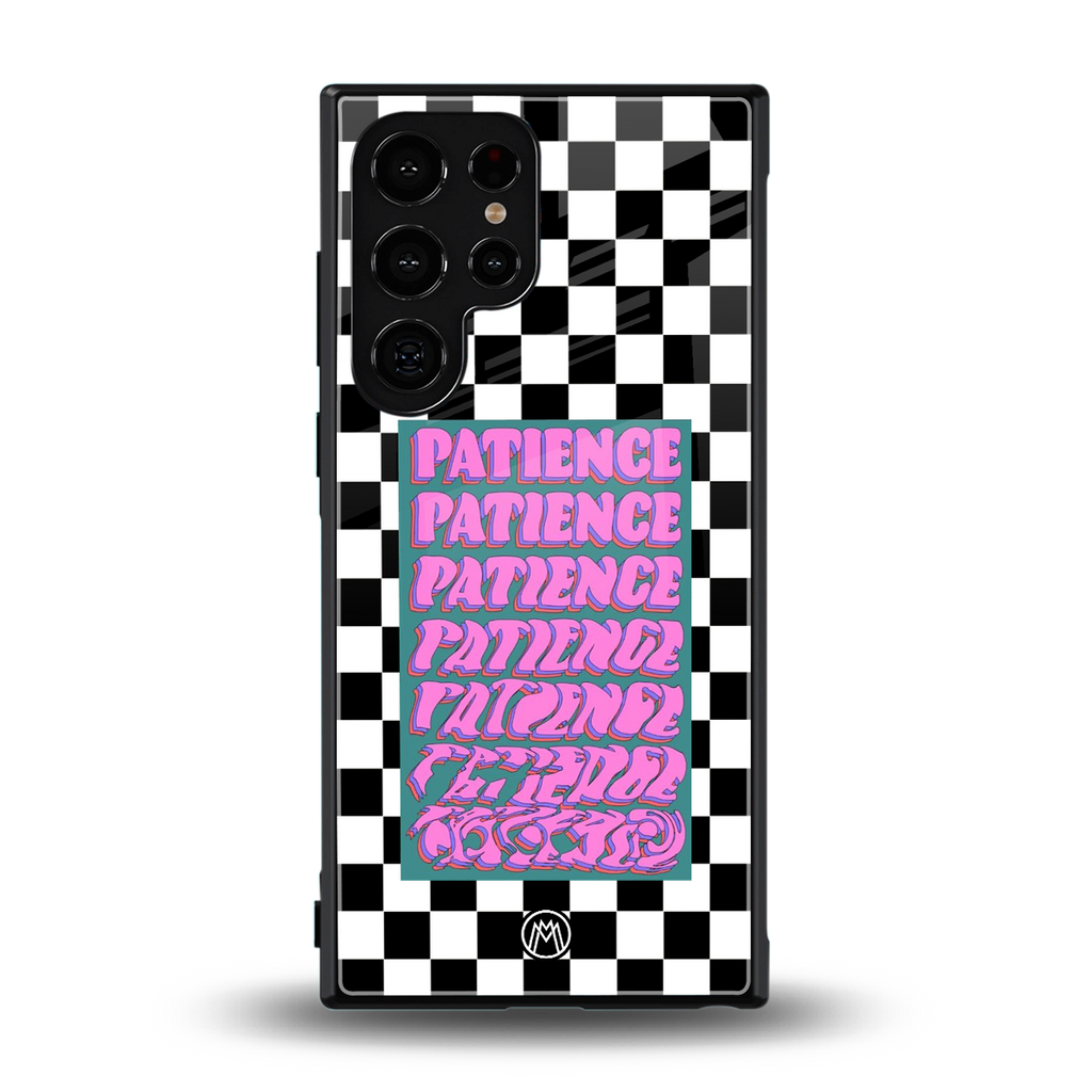 patience checkered back phone cover | glass case for samsung galaxy s23 ultra