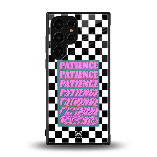 patience checkered back phone cover | glass case for samsung galaxy s23 ultra