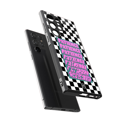 patience checkered back phone cover | glass case for samsung galaxy s24 ultra
