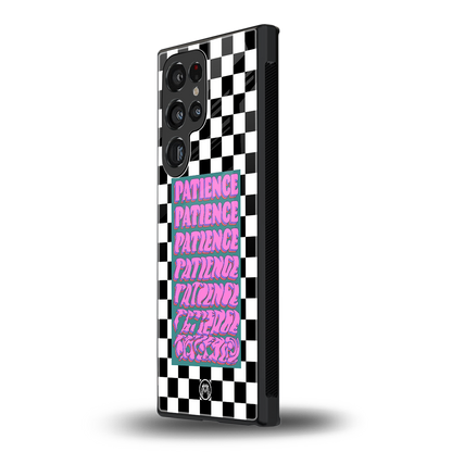 patience checkered back phone cover | glass case for samsung galaxy s23 ultra