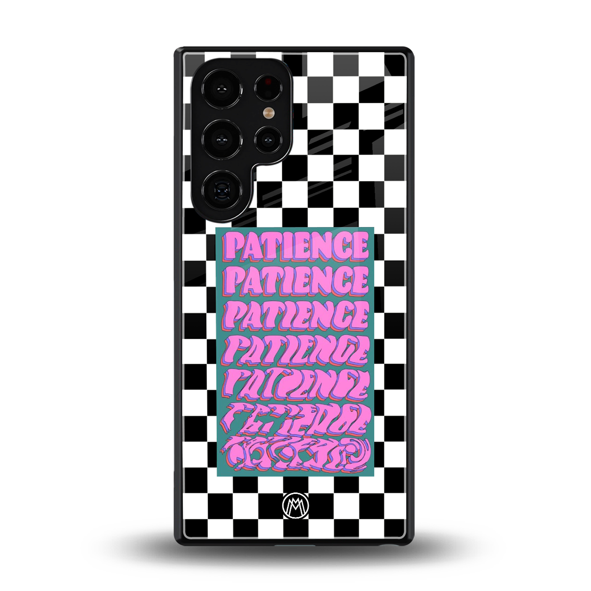 patience checkered back phone cover | glass case for samsung galaxy s25 ultra
