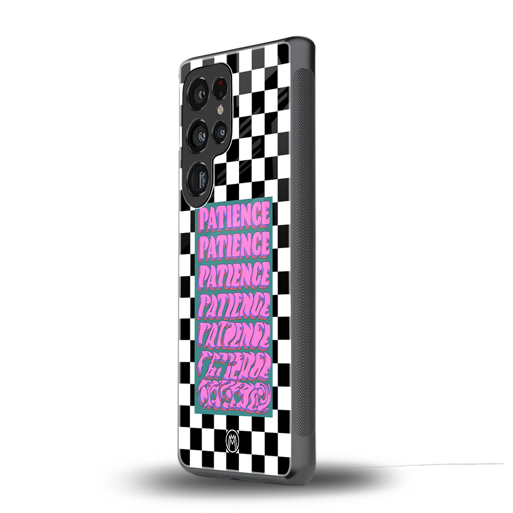 patience checkered back phone cover | glass case for samsung galaxy s25 ultra
