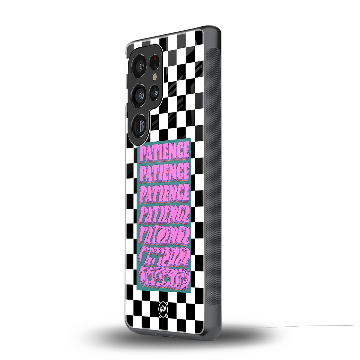 patience checkered back phone cover | glass case for samsung galaxy s25 ultra